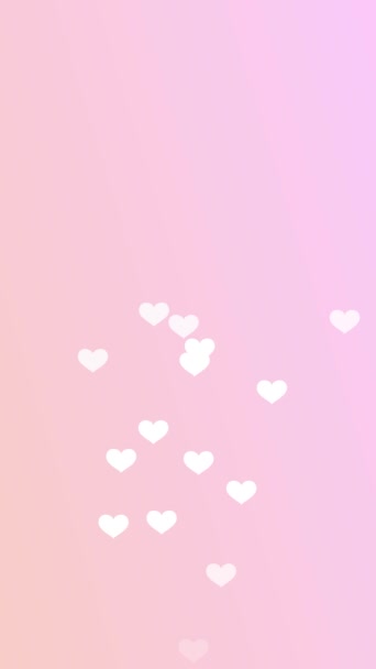 Vertical Background Illustration Animation Video Heart Floating Pretty Gradient Background — Video Stock