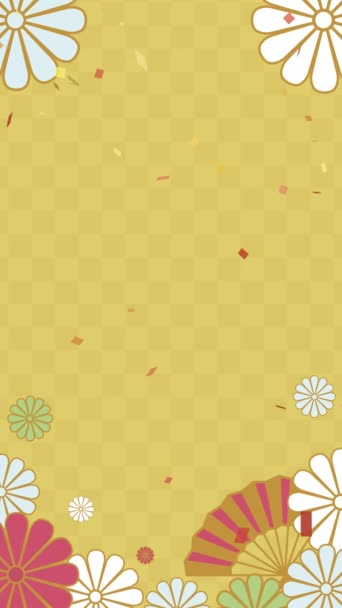 Animated Video Gorgeous Japanese Pattern Background Confetti Dancing Air — Vídeos de Stock