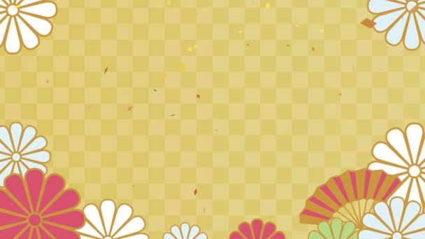 Este Vídeo Animado Lindo Fundo Padrão Japonês Com Confetes Dançando — Vídeo de Stock