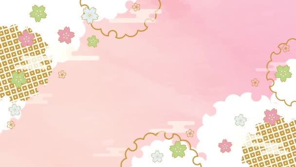 Animated Video Festive Background Cherry Blossoms Snowflake Haze Snowflake Ring — Vídeos de Stock