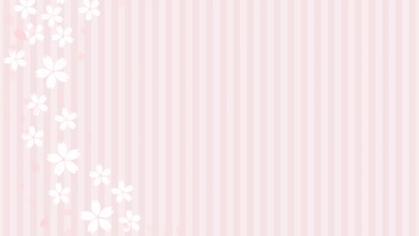 Loop Background Animation Video Cherry Petals Falling Disappearing Striped Background — Video Stock