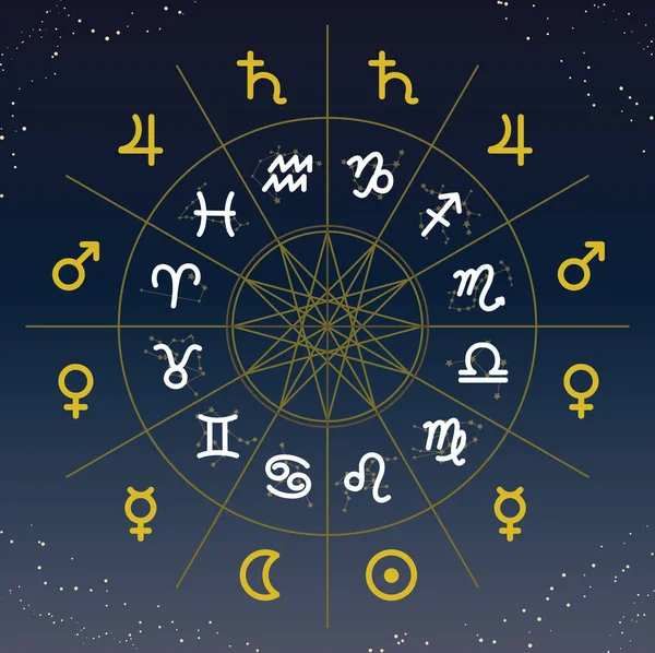 Иллюстрация Знаков Зодиака Правящих Звездных Знаков — стоковый вектор