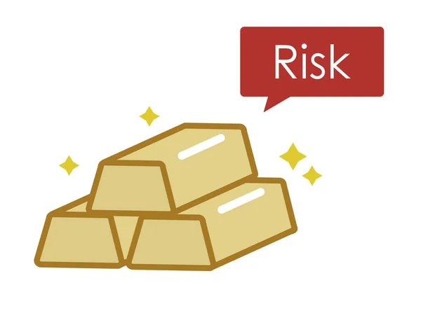 Saf Altına Yatırım Yapmanın Risklerinin Bir Göstergesi Altın Külçeleri Ikonu — Stok Vektör
