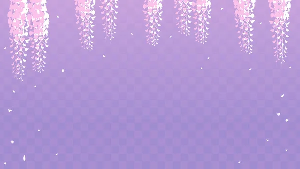 此图显示了在棋盘紫色渐变背景上的一束紫藤花 — 图库矢量图片