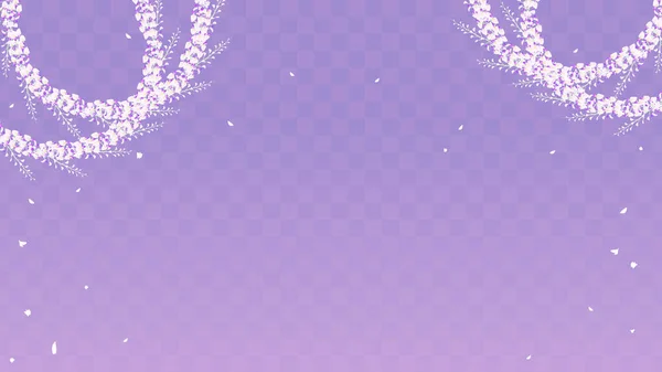 この図は チェッカーボードの紫色のグラデーションの背景に藤の花のクラスターの円を示しています — ストックベクタ