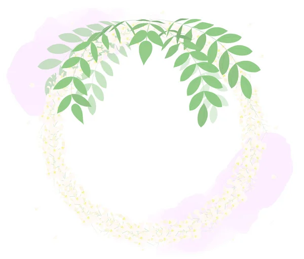 Esta Uma Ilustração Emoldurada Círculo Flores Brancas Wisteria — Vetor de Stock