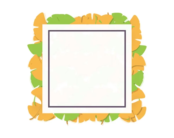Квадратная Рамка Иллюстрации Фоне Листьев Гинкго Осенью — стоковый вектор