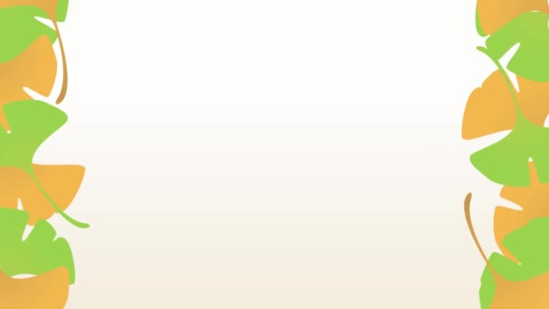 Анимационная Фоновая Иллюстрация Кадра Анимационного Видео Падающим Листочком Гинкго Падающим — стоковое видео