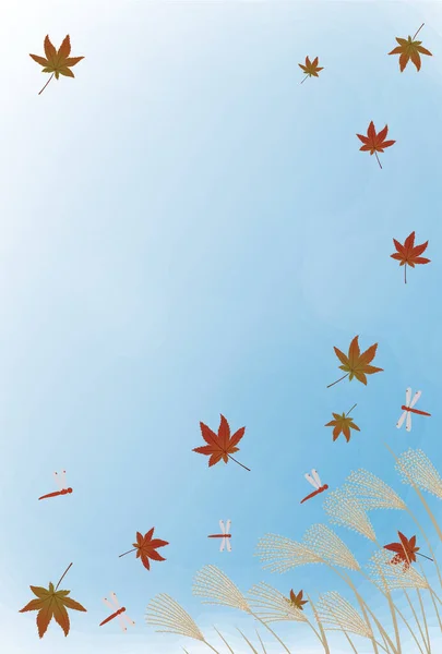 Акварель Стиль Фона Иллюстрации Рамки Ясного Осеннего Неба Участием Осенних — стоковый вектор