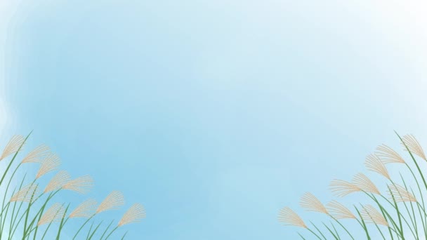 Акварель Стиль Фона Иллюстрация Анимации Серебристой Травы Качающейся Ясном Осеннем — стоковое видео
