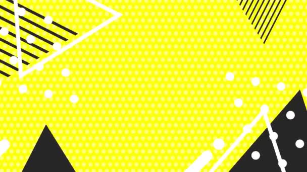 Анимированное Видео Фоновым Кадром Поп Музыки Треугольниками Расположенными Случайно — стоковое видео