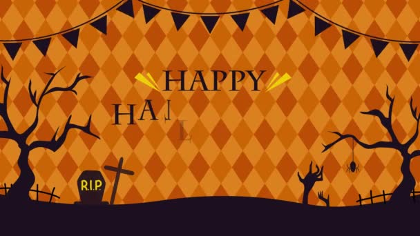 Glad Halloween Bild Bakgrund Illustration Animation Video Loopable — Stockvideo