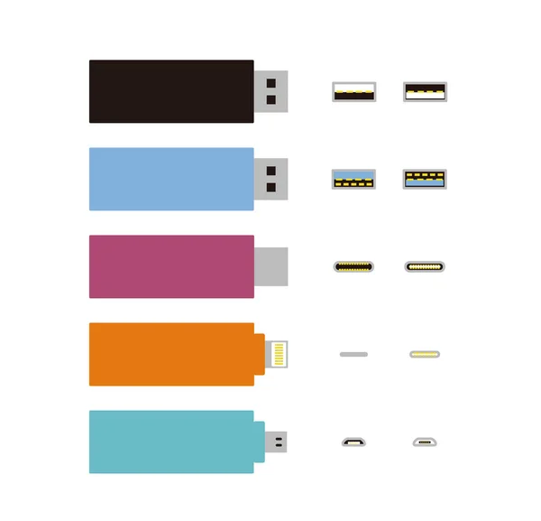 Bu, farklı USB flaş bellek türlerini gösteren bir resimdir..