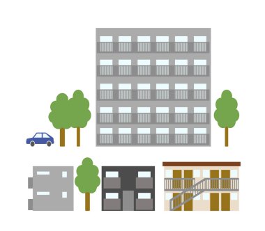 Bu çeşitli apartman komplekslerinin ön çizimleri..