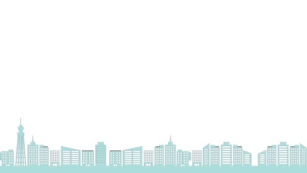 Анімаційне Відео Ілюстрації Міського Пейзажу Зображенням Офісного Району — стокове відео