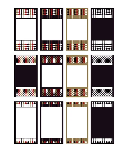 Japanese Style Frame Set Featuring Cloisonne Checkered Patterns Background Frame — Stock Vector