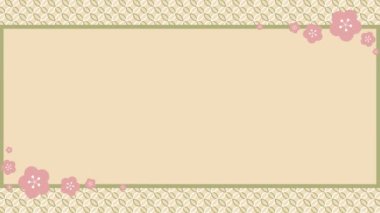 Hoş Japon tarzı çerçeve canlandırma animasyon videosu. İçinde kumaş ve erik çiçekleri var. Döngüye uygun.