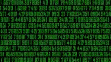 Elektronik küresel arkaplan canlandırmalı video ekranda rastgele değişen numaralar.