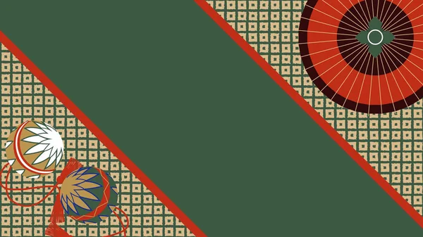 Фоновая Рамка Изображением Японского Зонта Мяча Рисунка Оленя — стоковый вектор