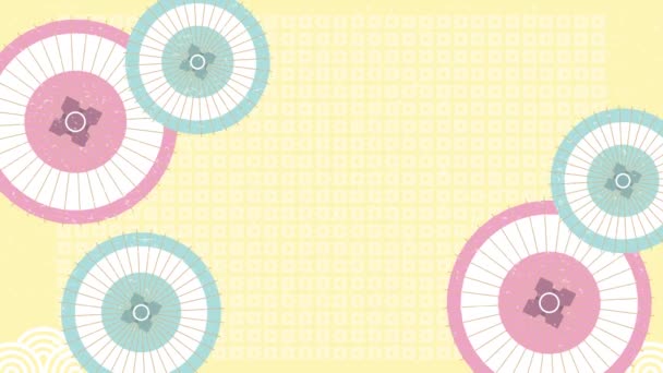 Cute Auspicious Background Frame Illustration Animation Video Japanese Pattern Revolves — Stock Video