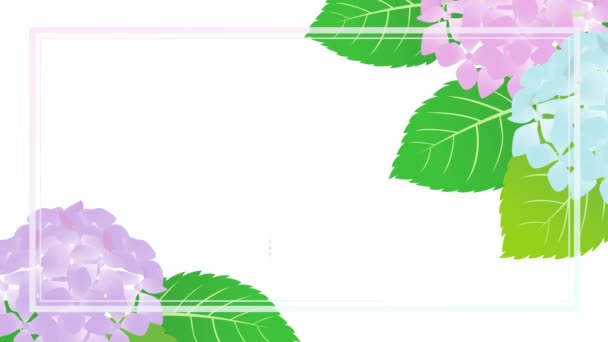 Estilo Acuarela Hortensias Ilustración Marco Fondo Lluvia Vídeo Animado Loopable — Vídeo de stock