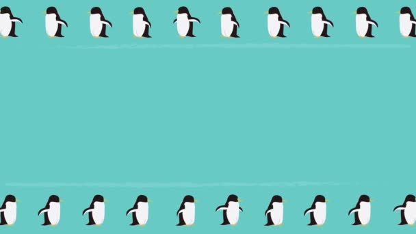 Raffreddare Cornice Video Animazione Pinguini Camminare Fianco Fianco Loopable — Video Stock