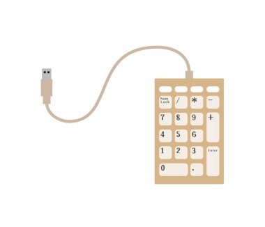 This is an illustration of a USB-connected numeric keypad. clipart