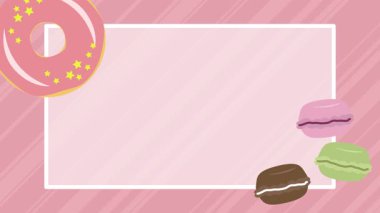 Arkaplanda dönen halka çörekleri ve sallanan badem kurabiyelerinin animasyon videosu.