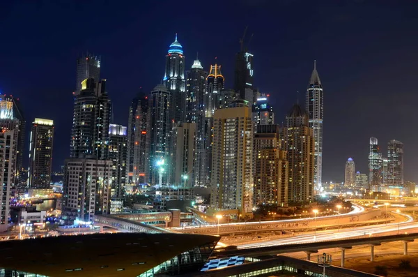 Длительное Пребывание Дубае Ночное Время — стоковое фото