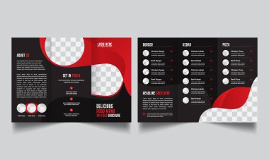 restaurant Food menu Brochure design templates are modern with colorful A4 size Tri-fold Brochures. Vector illustrations for food and drink marketing material Cover design.