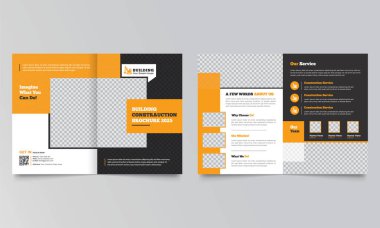 İnşaat Modeli ve İnşaat Broşürü Kapağı veya Broşür Tasarımı.