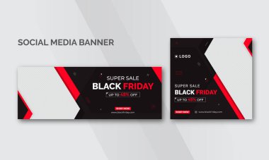 Black Friday facebook sale cover banner colorful and modern cover banner design template web banner template Vector