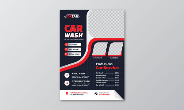 Car Wash flyer Or Car Repair Banner Cover Design .