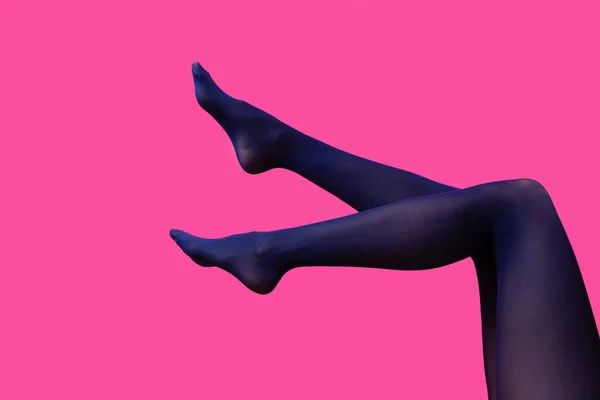Подтянутые Красивые Ноги Сексуальных Колготках Женщина Чулках Фокус Ногах — стоковое фото