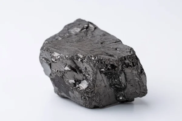 Natural Black Fossil Coal White Isolated Background — Fotografia de Stock