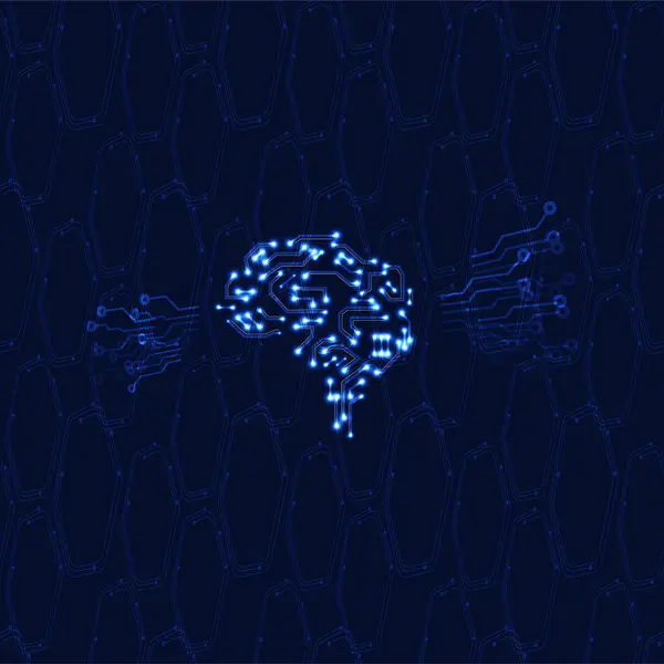 Yapay Zeka. İnsan beyni. Vektör illüstrasyonu EPS10.