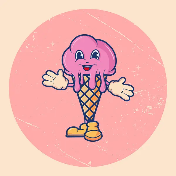 Karakter. Dondurma. Retro-Çizgi-Maskottchen. Görüntü EPS10