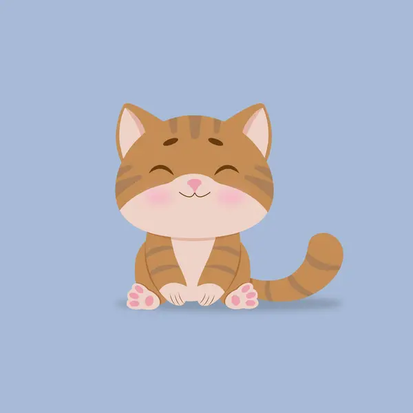 Şirin kedicik. Sevimli, halinden memnun kedi yavrusu. Mutlu kedi. Vektör illüstrasyonu EPS10