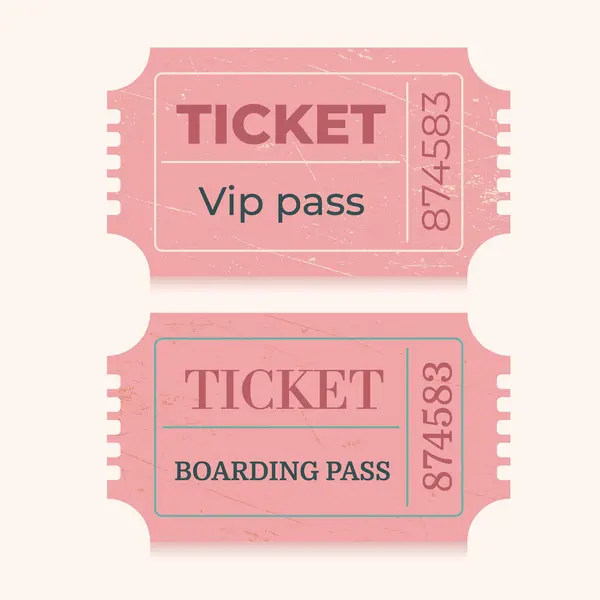 Vektör Bilet Şablonları. Film bileti, sinema, sirk, tiyatro, film, festival, kumarhane, kulüp, müzik. Etkinlik kartları, giriş biletleri. Vektör illüstrasyonu.