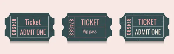 Vektör Bilet Şablonları. Film bileti, sinema, sirk, tiyatro, film, festival, kumarhane, kulüp, müzik. Etkinlik kartları, giriş biletleri. Vektör illüstrasyonu.