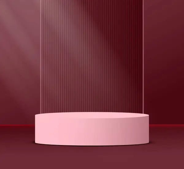 Kozmetik için podyum. Ürün için reklam podyumu. Işıklı podyum. Vektör illüstrasyonu.