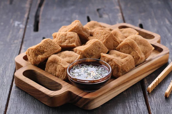Fried Chicken Nuggets Sesame Seeds Spices Wooden Table — 图库照片