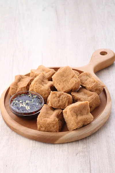 Fried Chicken Nuggets Wooden Spoon White Plate — Stock fotografie