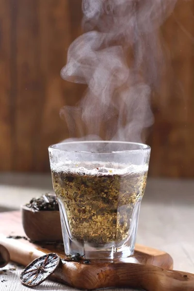 Coffee Cup Tea Ice Wooden Table — Zdjęcie stockowe