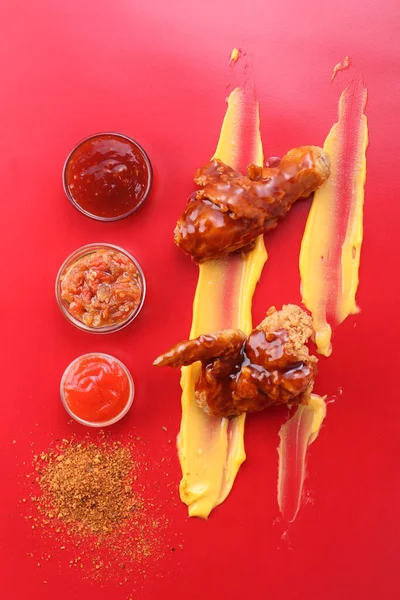 Delicious Grilled Chicken Legs Table Closeup — Stock fotografie
