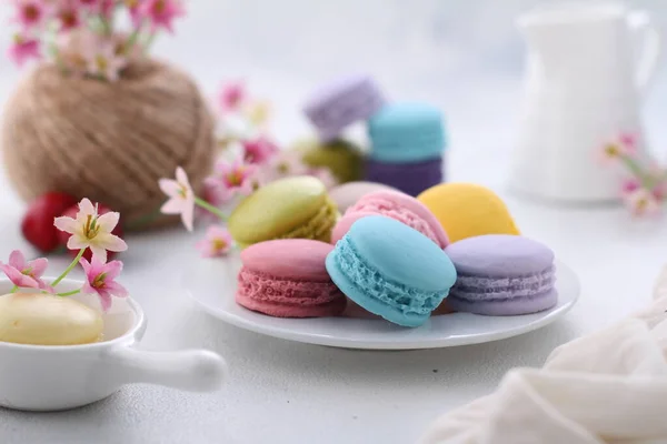 Colorful Macaroons Macarons White Background — Foto de Stock