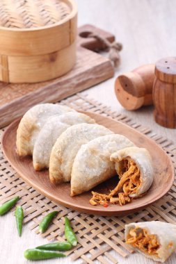 thai traditional chinese gyoza with rice and vegetables