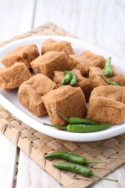 Homemade Tofu Spicy Sauce Croutons — Stock Photo, Image