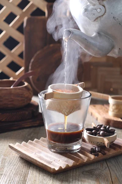 Кофе Чашка Чай Деревянном Фоне — стоковое фото