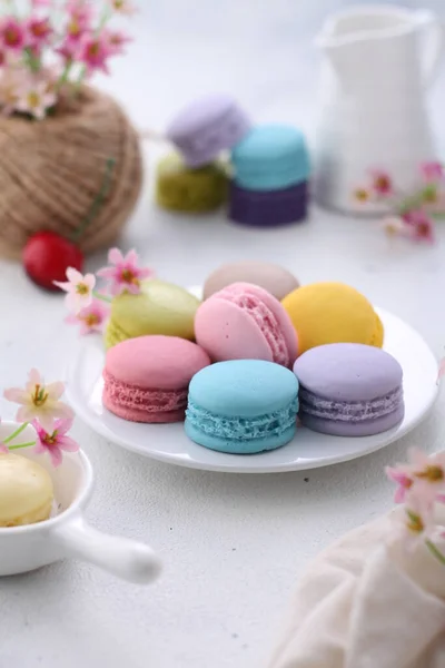 Een Macaron Frans Macaron Een Zoete Suikerspin Basis Van Meringue — Stockfoto